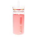 acrylic cup Travel glass water bottle  with straw reusable Acrylic cup Modern water bottle glass with silicon sleeve